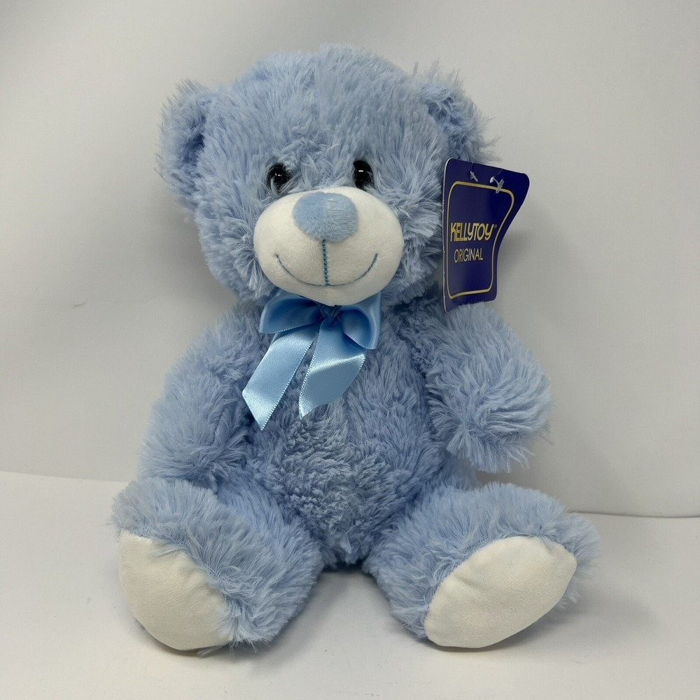 Kellytoy Original Blue Teddy Bear Plush 10" Soft Stuffed Animal Toy 2020 Bow Tie - Picture 6 of 14
